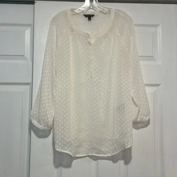 ✨BANANA REPUBLIC Cream Sheer Dotted Blouse size medium - Picture 1 of 3
